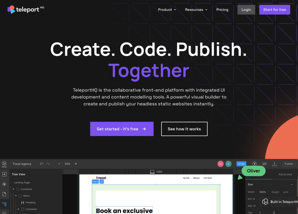 TeleportHQ site builder tool