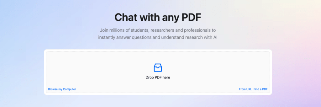 ChatPDF drag and drop view