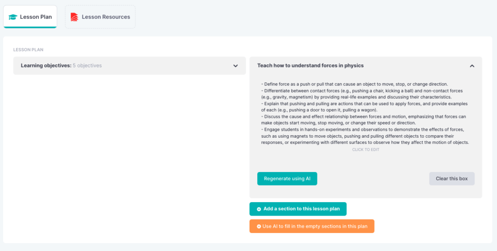 Almanack lesson plan details generated with AI