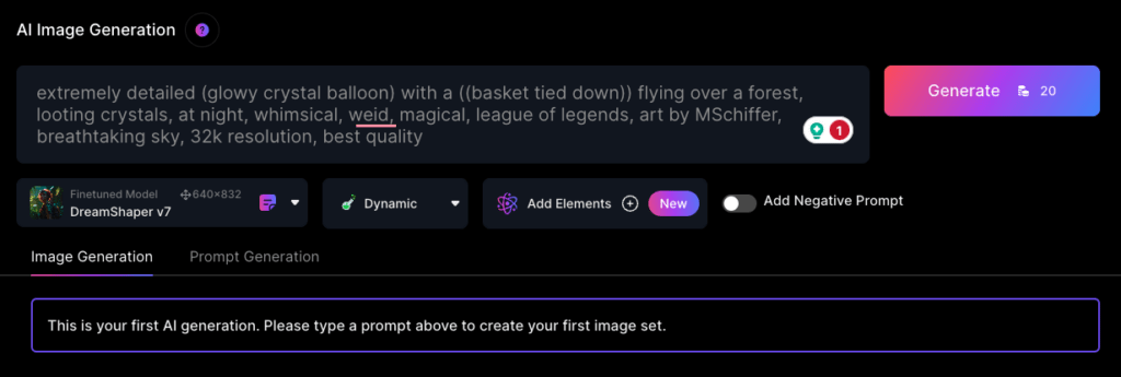 Leonardo AI image generator example text input