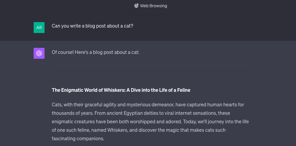 AI writing a blog post from scratch