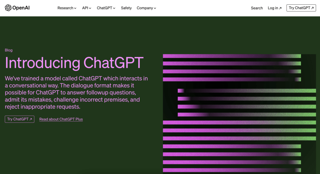ChatGPT AI homepage